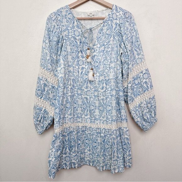 River Island Womens Xsmall Paisley Boho Slit Neck Long Sleeve Dress - Picture 3 of 14